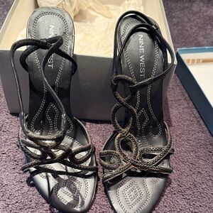 Nine West Black Strappy Heels